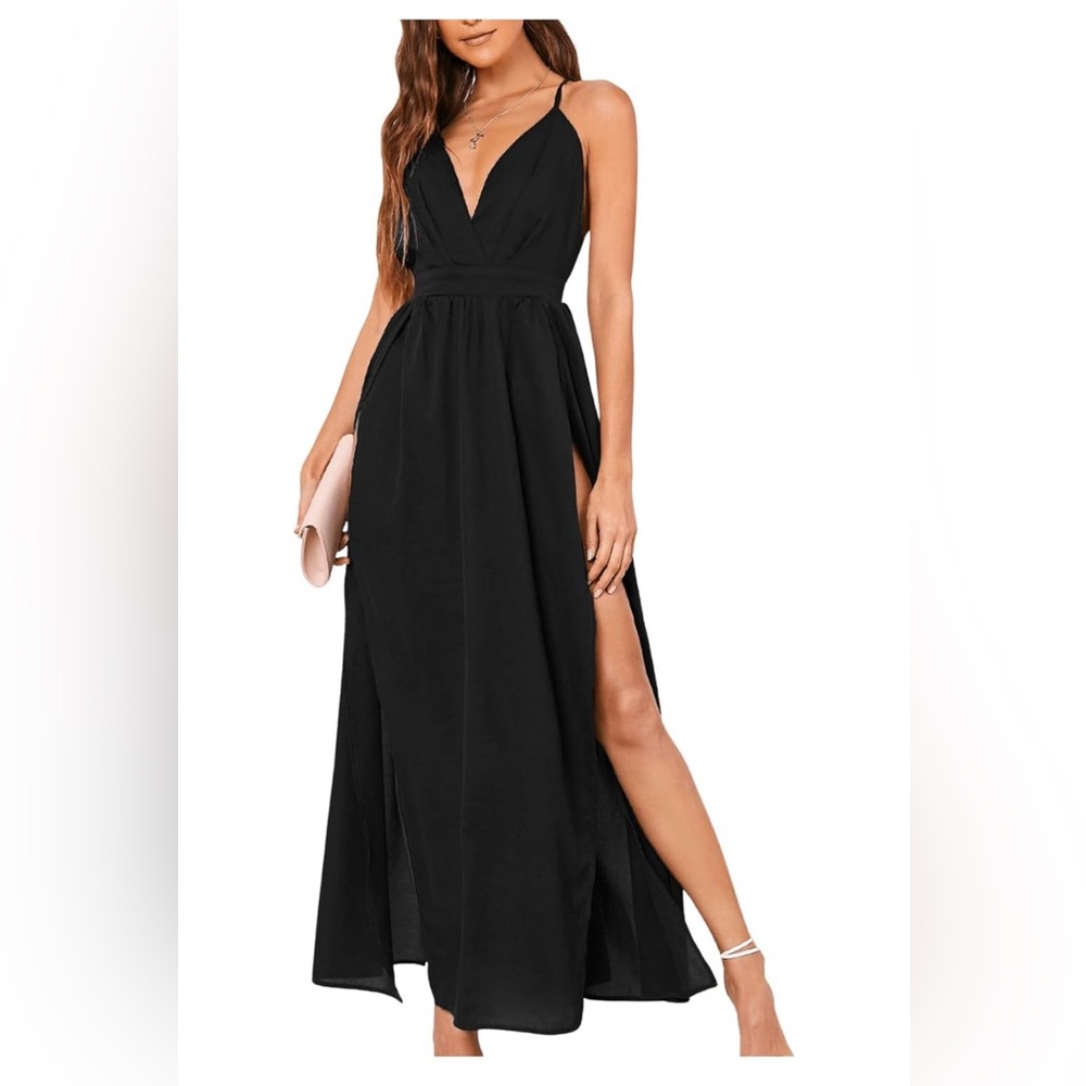 NEW! Floerns Women's V Neck Spaghetti Strap Backless Split Dress - Medium